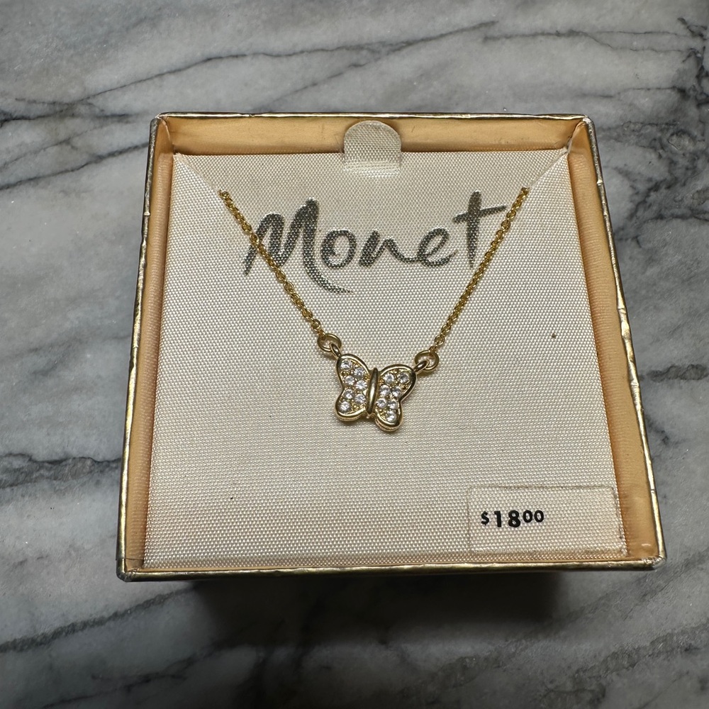 New Old Stock Vintage Monet Butterfly Necklace